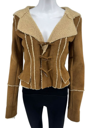 Chanel NWT Fall 2006 Brown Hooded Shearling Jacket -  Size 38