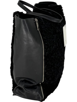Céline Vertical Gusset Cabas Tote – Black Shearling & Lambskin
