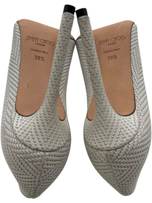 Jimmy Choo Ivory Woven Leather Pointed Toe Pumps – Size 39.5