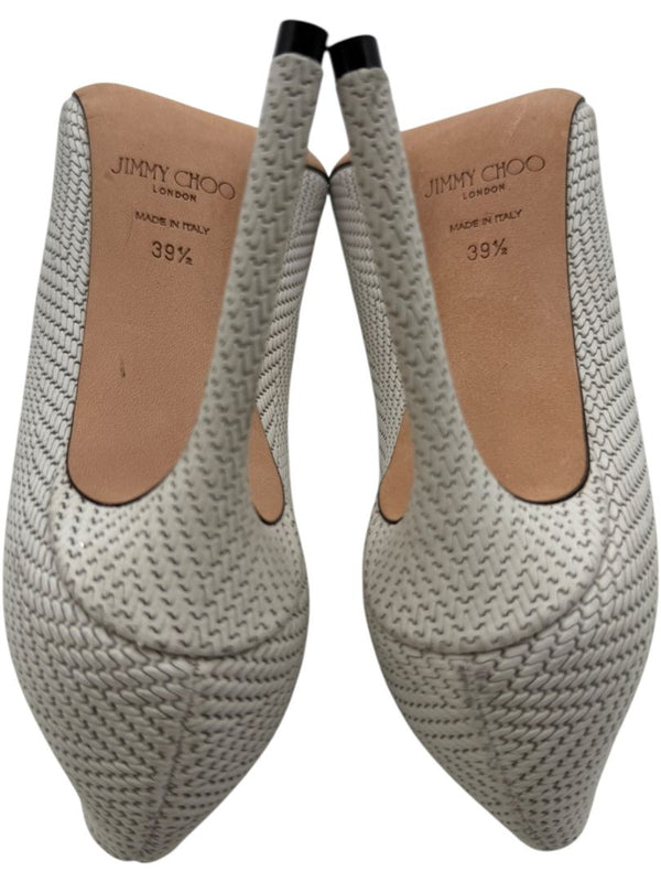 Jimmy Choo Ivory Woven Leather Pointed Toe Pumps – Size 39.5