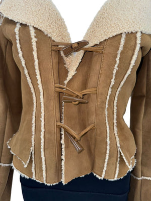 Chanel NWT Fall 2006 Brown Hooded Shearling Jacket -  Size 38