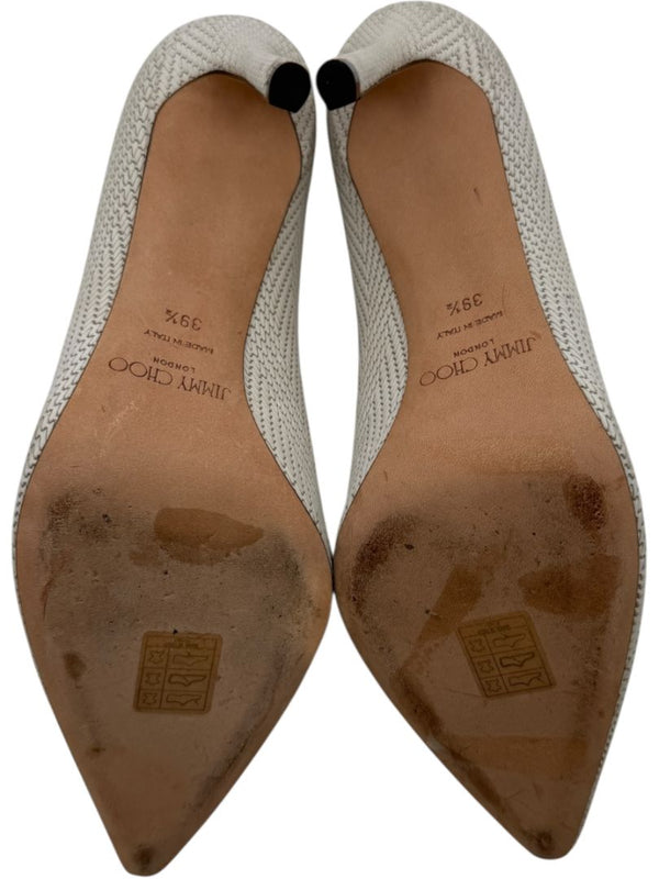 Jimmy Choo Ivory Woven Leather Pointed Toe Pumps – Size 39.5