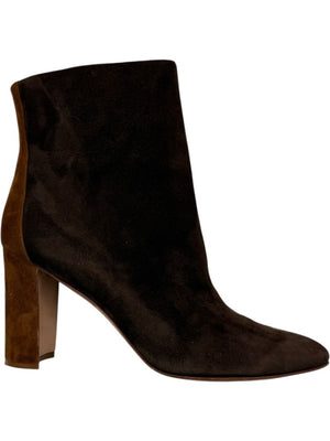 Manolo Blahnik Two-Tone Brown Suede Ankle Booties – Size 39.5