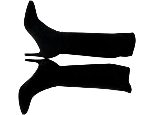 Stuart Weitzman Black Suede Knee-High Heeled Boots – Size 8.5M