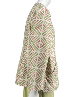 Bill Blass Three-Piece Green & Geometric Jacket Pant Set – XL