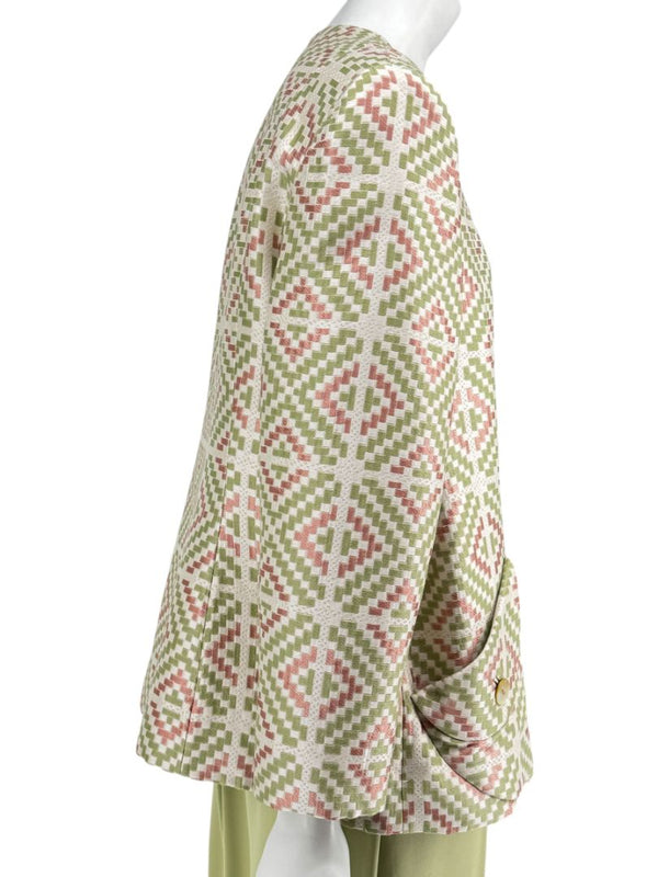 Bill Blass Three-Piece Green & Geometric Jacket Pant Set – XL
