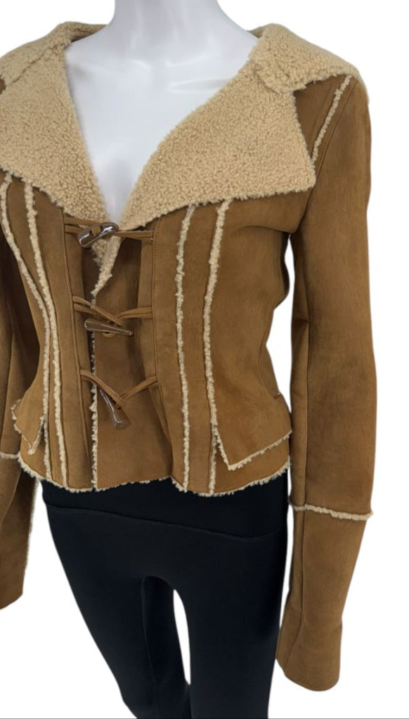 Chanel NWT Fall 2006 Brown Hooded Shearling Jacket -  Size 38