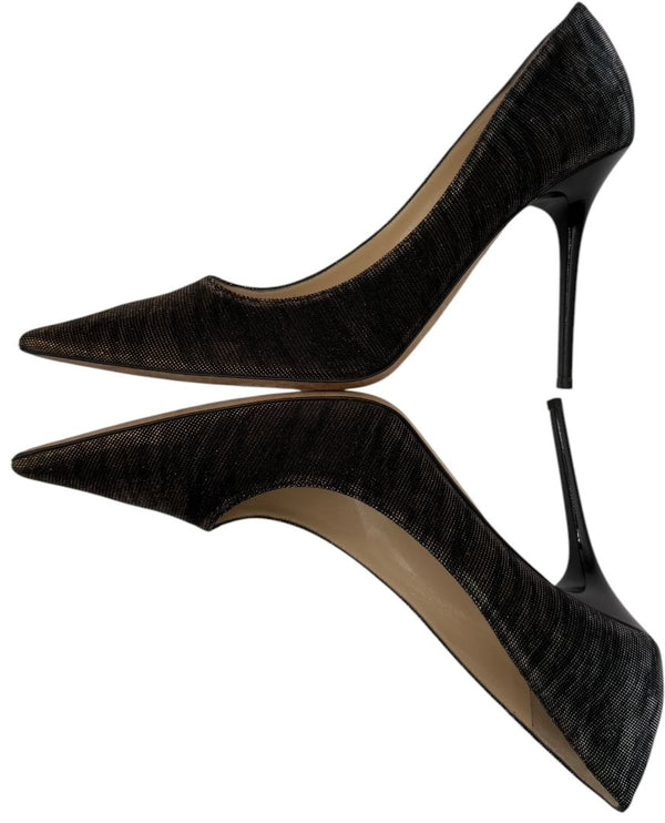 Jimmy Choo Black Textured Fabric Pointed-Toe Pumps – Size 42