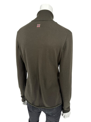 Burberry London Olive Silk-Wool-Cashmere Turtleneck Sweater – Size L