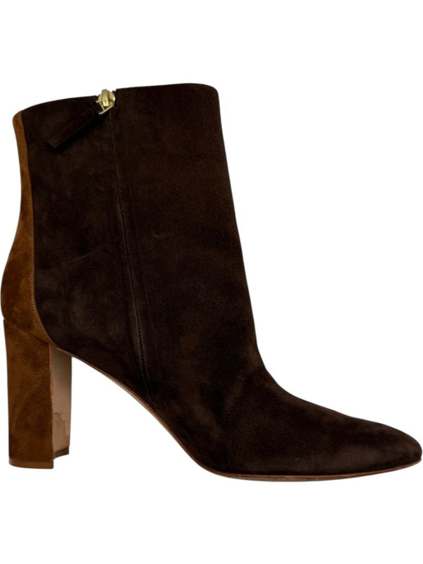 Manolo Blahnik Two-Tone Brown Suede Ankle Booties – Size 39.5