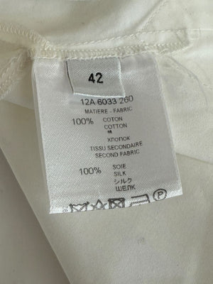 Givenchy Paris White Cotton Silk Button Down Shirt Blouse Women’s FR 42 US 10