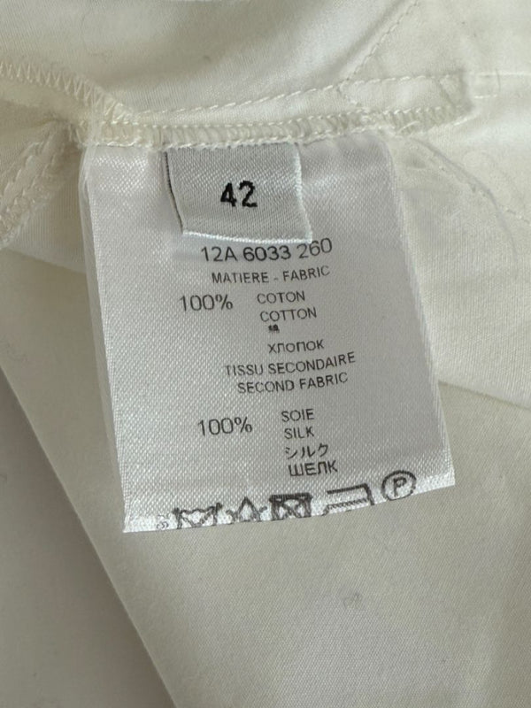 Givenchy Paris White Cotton Silk Button Down Shirt Blouse Women’s FR 42 US 10