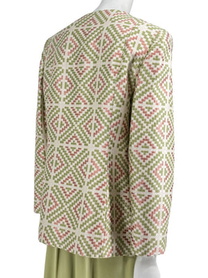 Bill Blass Three-Piece Green & Geometric Jacket Pant Set – XL