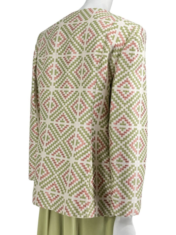 Bill Blass Three-Piece Green & Geometric Jacket Pant Set – XL