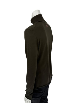 Burberry London Olive Silk-Wool-Cashmere Turtleneck Sweater – Size L