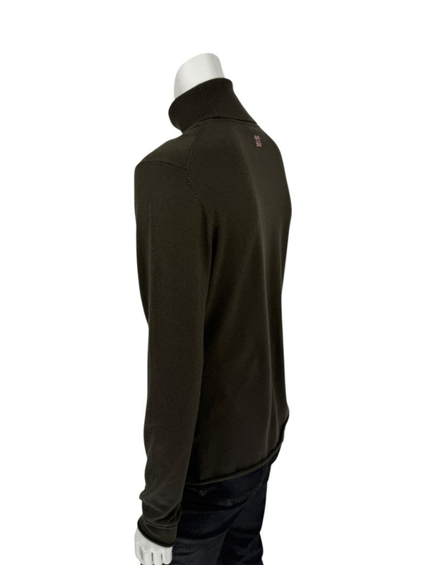 Burberry London Olive Silk-Wool-Cashmere Turtleneck Sweater – Size L