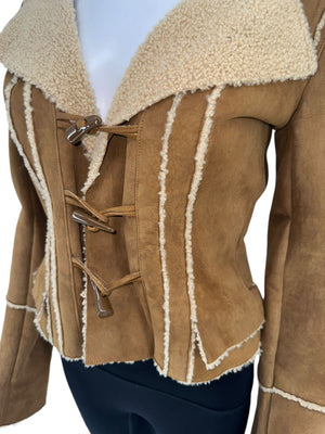 Chanel NWT Fall 2006 Brown Hooded Shearling Jacket -  Size 38