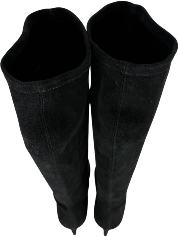 Stuart Weitzman Black Suede Knee-High Heeled Boots – Size 8.5M
