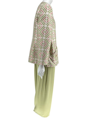 Bill Blass Three-Piece Green & Geometric Jacket Pant Set – XL