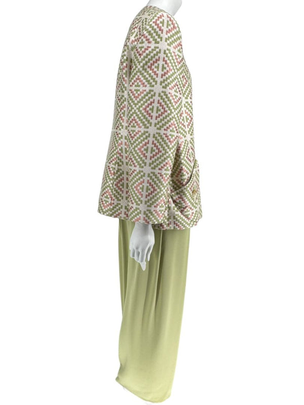 Bill Blass Three-Piece Green & Geometric Jacket Pant Set – XL