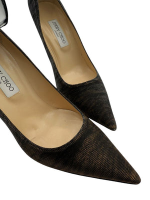 Jimmy Choo Black Textured Fabric Pointed-Toe Pumps – Size 42