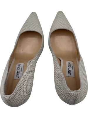 Jimmy Choo Ivory Woven Leather Pointed Toe Pumps – Size 39.5