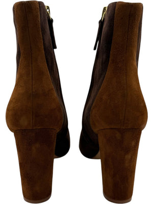 Manolo Blahnik Two-Tone Brown Suede Ankle Booties – Size 39.5
