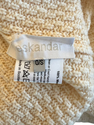 Eskandar Cream Merino Wool Textured Knit Sweater – One Size