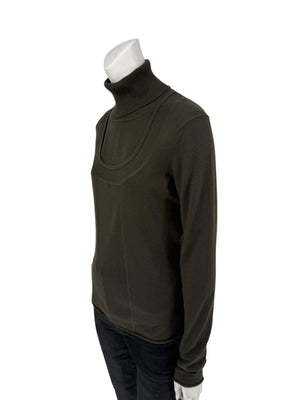 Burberry London Olive Silk-Wool-Cashmere Turtleneck Sweater – Size L