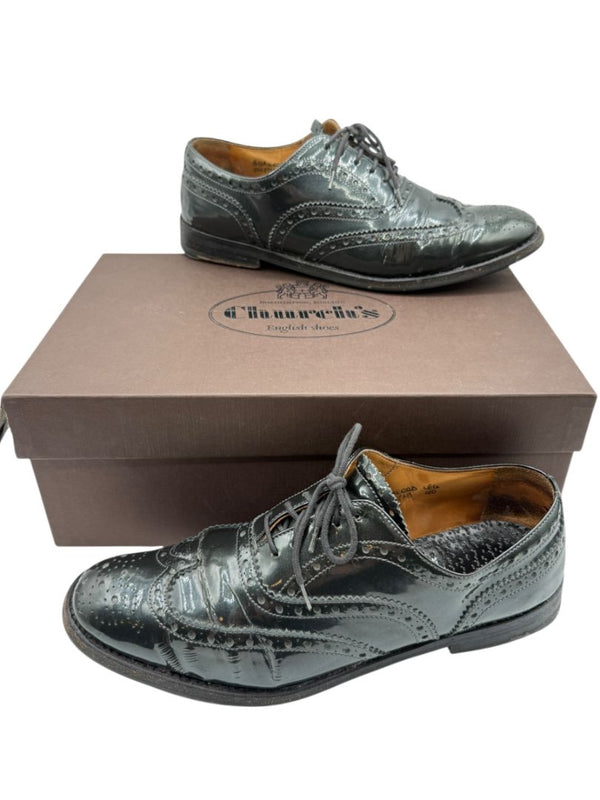 Church’s Deep Gray/Green Patent Leather Wingtip Brogue Oxfords – Size 40