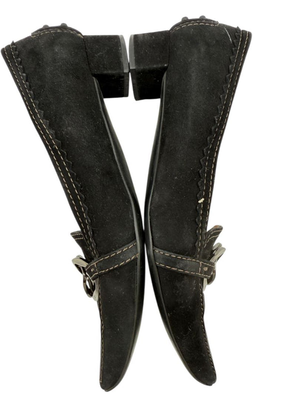 Tod’s Black Suede Chain-Detail Pumps – Size 6.5