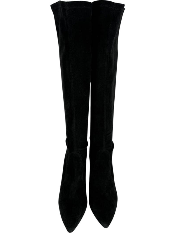 Stuart Weitzman Black Suede Knee-High Heeled Boots – Size 8.5M
