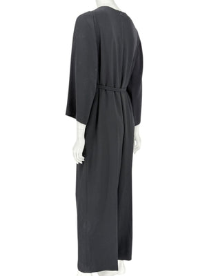 Escada Black Pleated Tie-Neck Belted Jumpsuit – Size EU 46