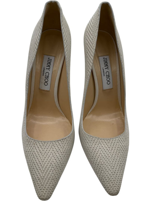 Jimmy Choo Ivory Woven Leather Pointed Toe Pumps – Size 39.5