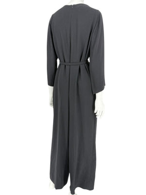 Escada Black Pleated Tie-Neck Belted Jumpsuit – Size EU 46