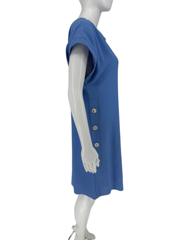 Piazza Sempione Blue Button-Detail Shift Dress - Size 42