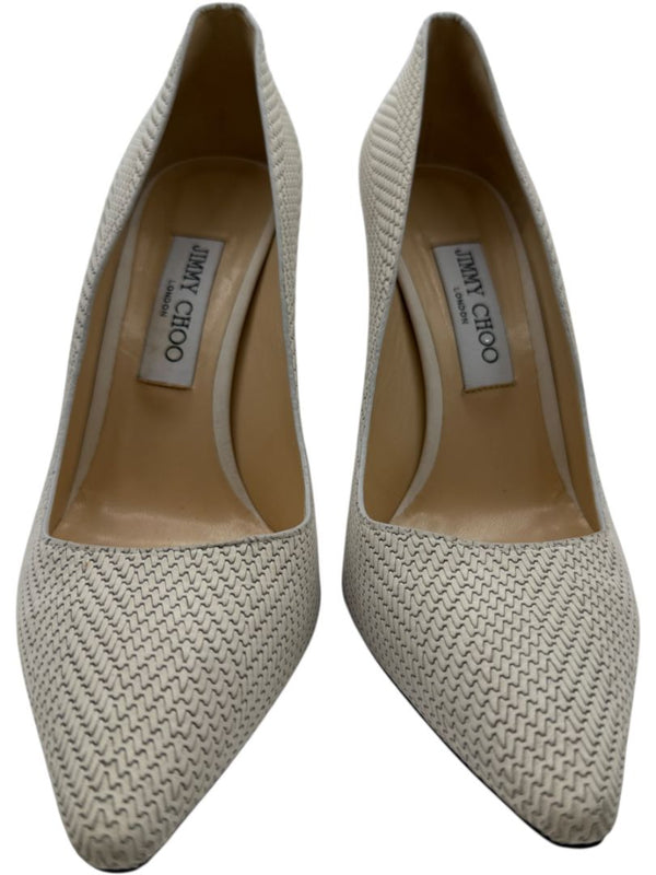 Jimmy Choo Ivory Woven Leather Pointed Toe Pumps – Size 39.5