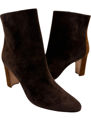 Manolo Blahnik Two-Tone Brown Suede Ankle Booties – Size 39.5