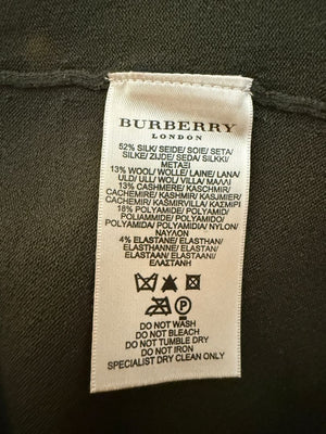 Burberry London Olive Silk-Wool-Cashmere Turtleneck Sweater – Size L