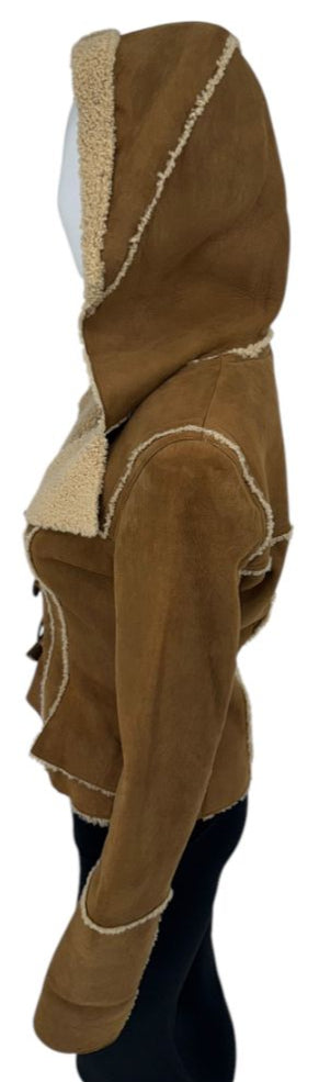 Chanel NWT Fall 2006 Brown Hooded Shearling Jacket -  Size 38