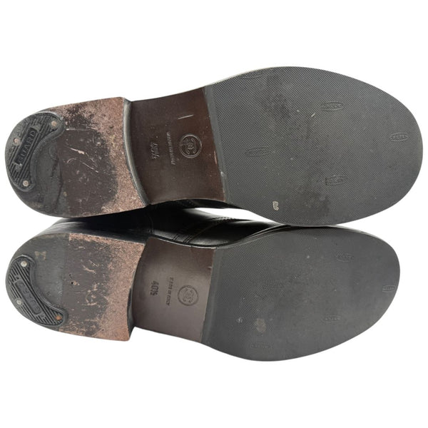 Chanel Black Leather Combat Boots with Knit Cuff – Size 41.5