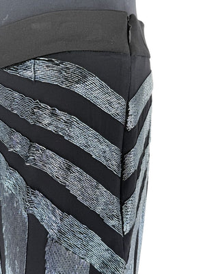 Pamella Roland Black & Silver Sequin-Striped Pants – Large