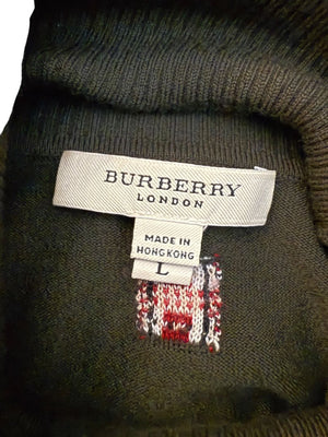 Burberry London Olive Silk-Wool-Cashmere Turtleneck Sweater – Size L