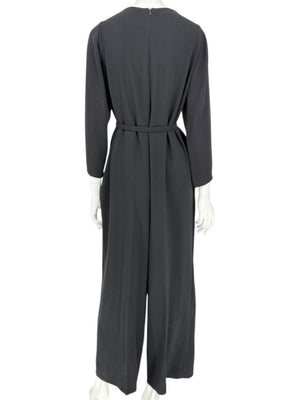 Escada Black Pleated Tie-Neck Belted Jumpsuit – Size EU 46