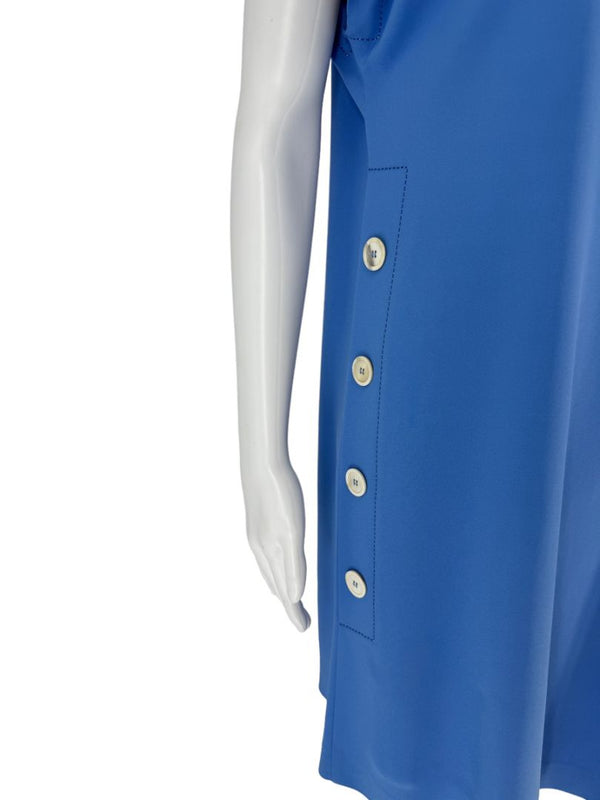 Piazza Sempione Blue Button-Detail Shift Dress - Size 42