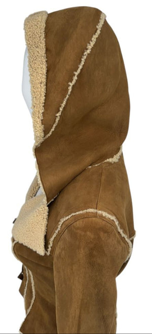 Chanel NWT Fall 2006 Brown Hooded Shearling Jacket -  Size 38