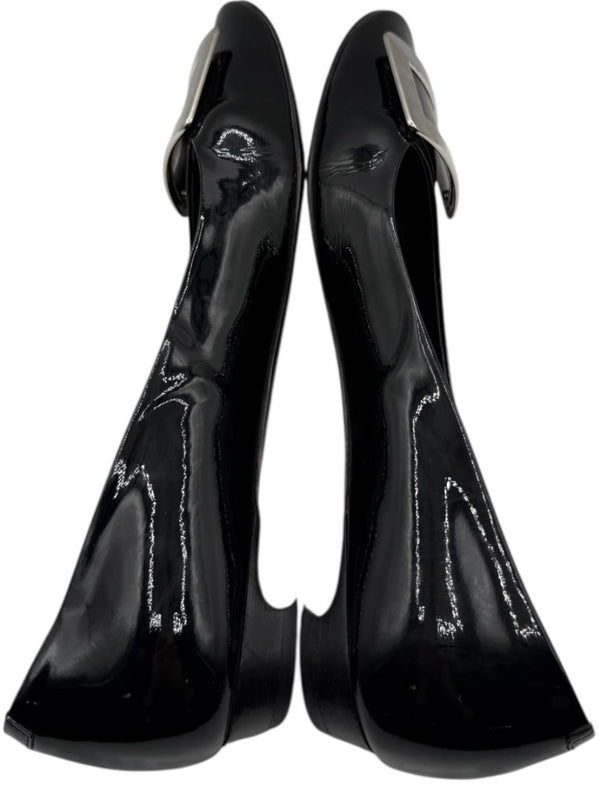 Roger Vivier Black Patent Leather Buckle Flats – Size 40