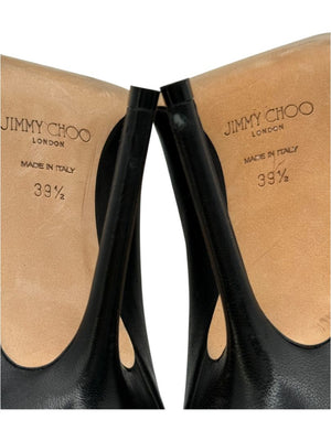 JIMMY CHOO Black Leather Studded Pointed Toe Pumps – Size 39.5