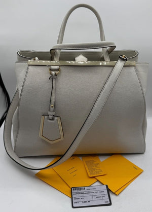 Fendi Vitello Elite 2Jours Tote in White