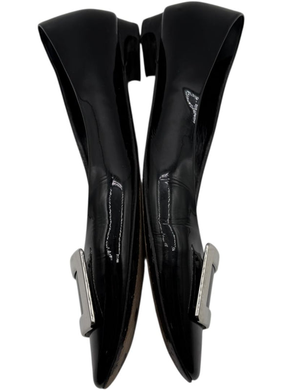 Roger Vivier Black Patent Leather Buckle Flats – Size 40